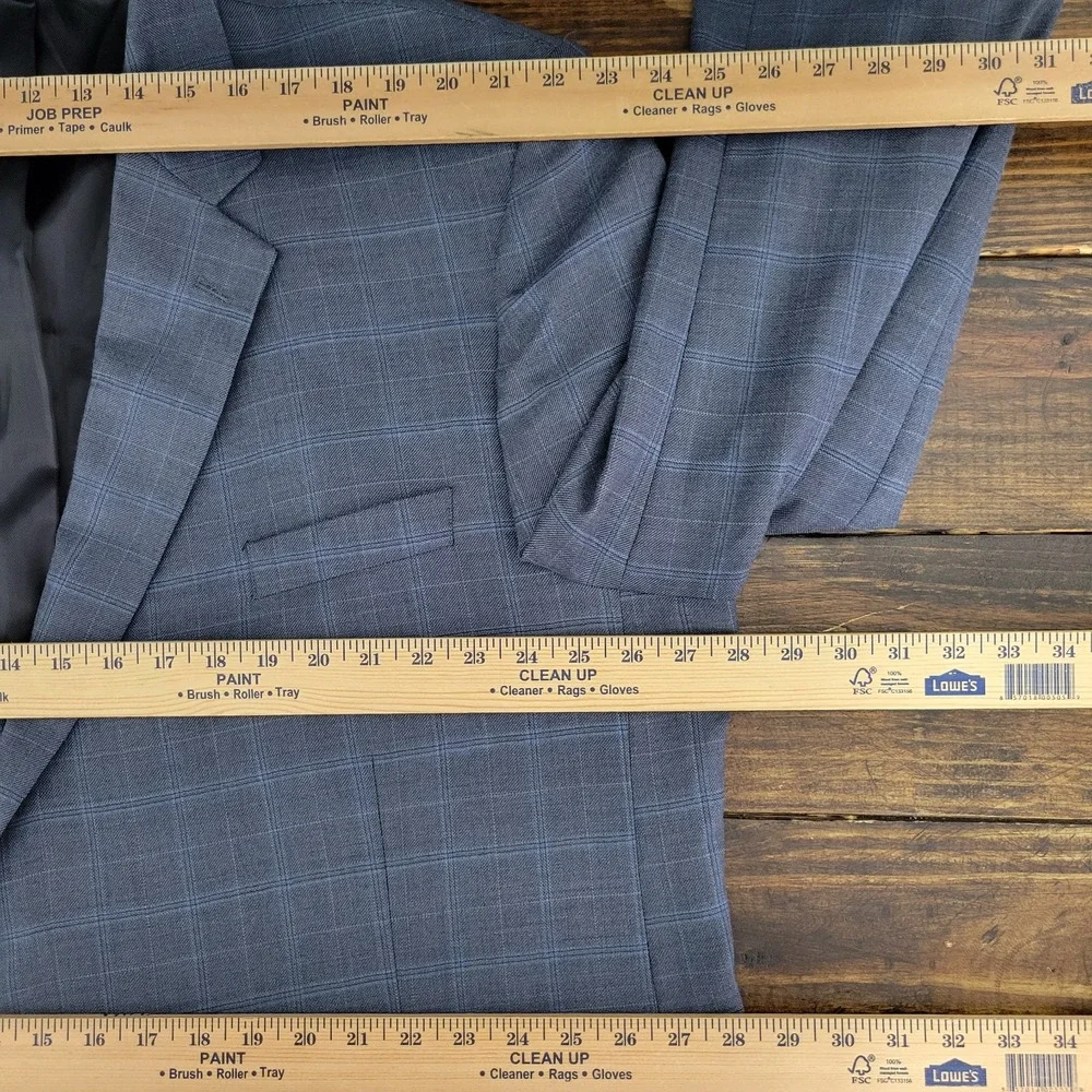 Oak‎ Hill Men's Sport Coat Blazer Two Button Blue Plaid Wool Size 54R